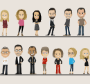 Illustration de groupe/caricatures pour un depart de collegue 