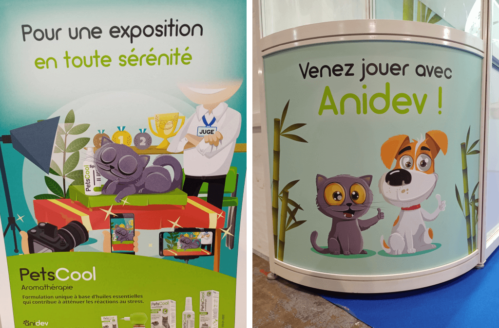 Illustration mascottes pour stand Paris Animal Show 2022